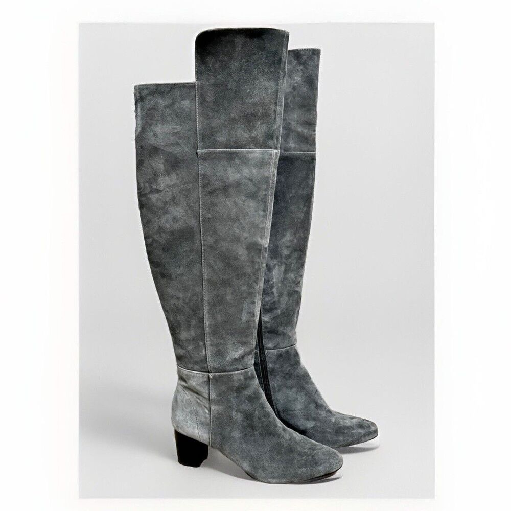 WHBM Grey Suede Knee High Boots Size 7.5 M